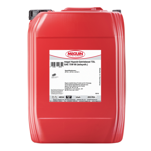 Полусинтетическое трансмиссионное масло Megol Hypoid-Getriebeoel TDL 75W-90 - 20 л Полусинтетическое трансмиссионное масло Megol Hypoid-Getriebeoel TDL 75W-90 - 20 л