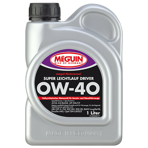 Синтетическое моторное масло Megol Motorenoel Super Leichtlauf Driver 0W-40 - 1 л Синтетическое моторное масло Megol Motorenoel Super Leichtlauf Driver 0W-40 - 1 л